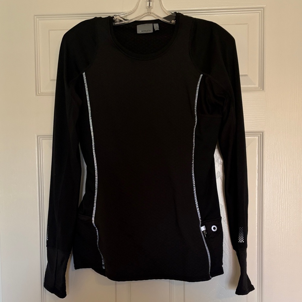 Athleta Black Long Sleeve Top with Reflective Accents.